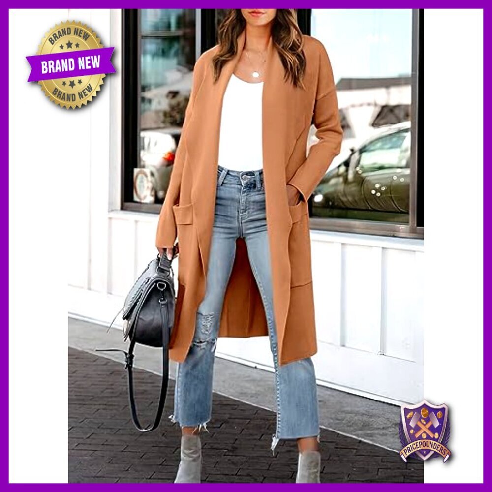 Oversized Knit Cardigan Open Front Coatigan Chic Fall Casual Long Sweater - Picture 6 of 7